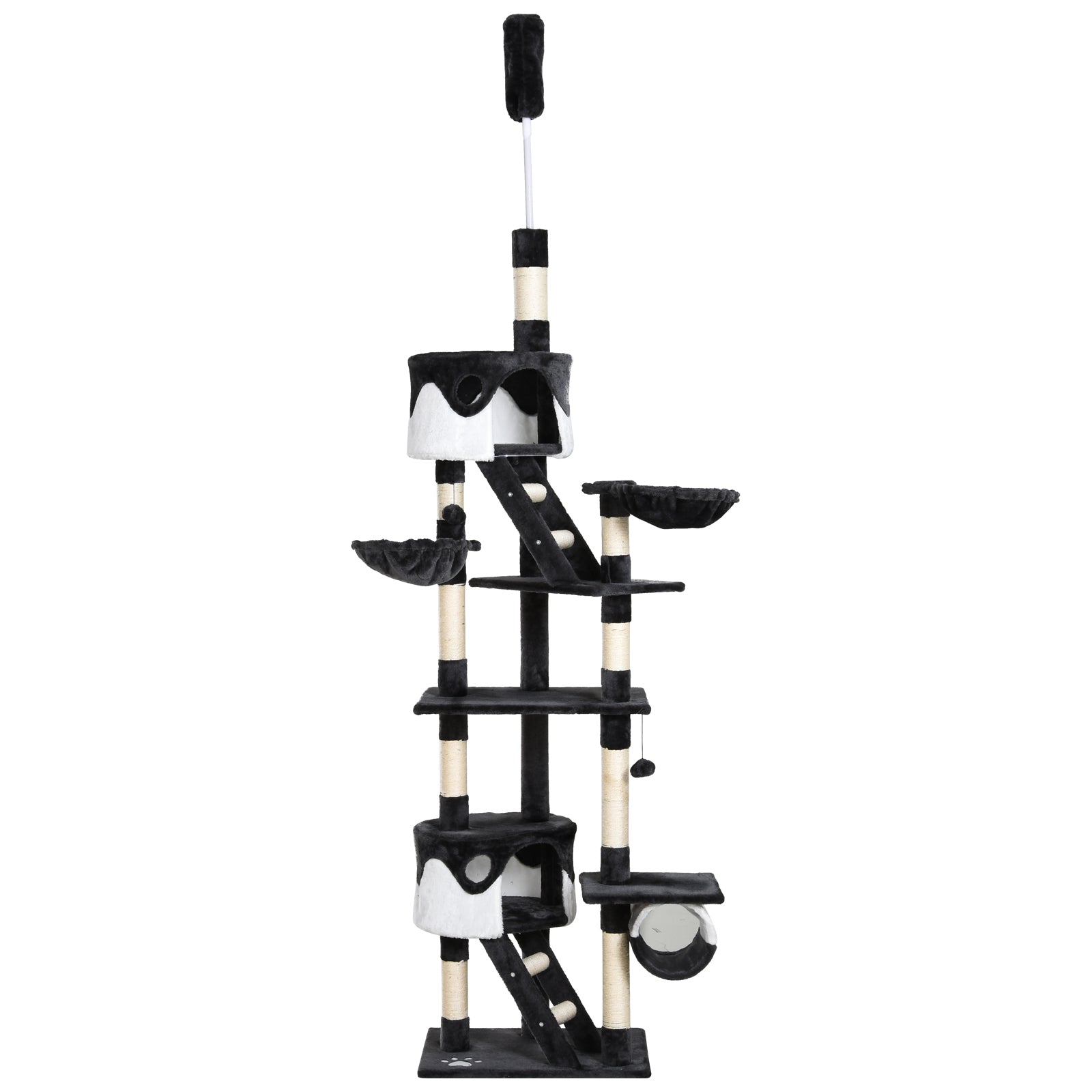 Photo of PawHut Floor-to-Ceiling Cat Tree for Indoor Cats, 240-260cm Adjustable Cat Tree - White in White colour on a white background