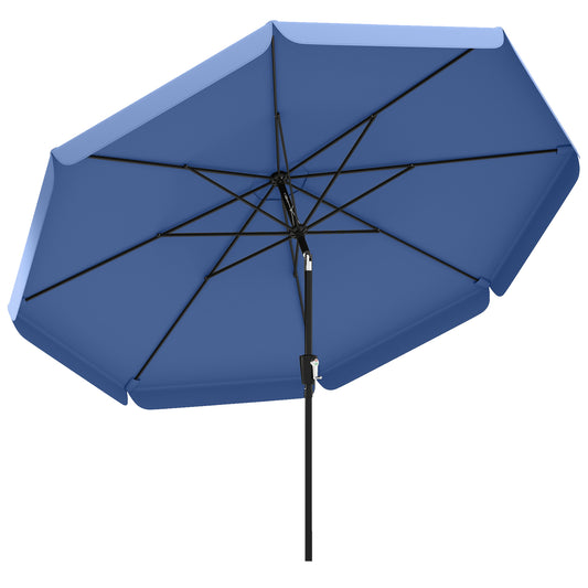 Photo of Outsunny 3 m Garden Parasol with Tilt Mechanism & Crank Handle, UPF 30+ Patio Umbrella Outdoor Table Umbrella, Dark Blue in Blue colour on a white background