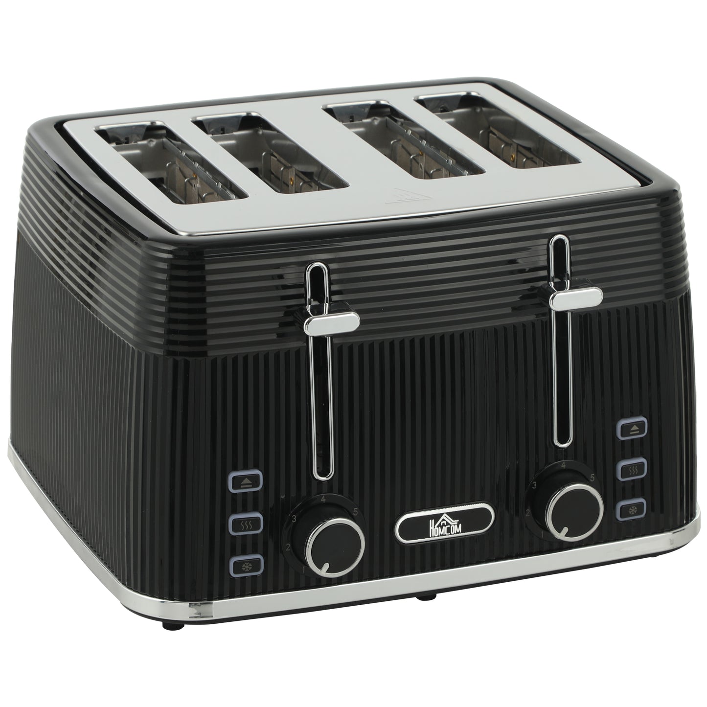 Photo of HOMCOM 4 Slice Toaster with 7 Browning Levels, Bread Toaster with Removable Crumb Tray, Black in Black colour on a white background