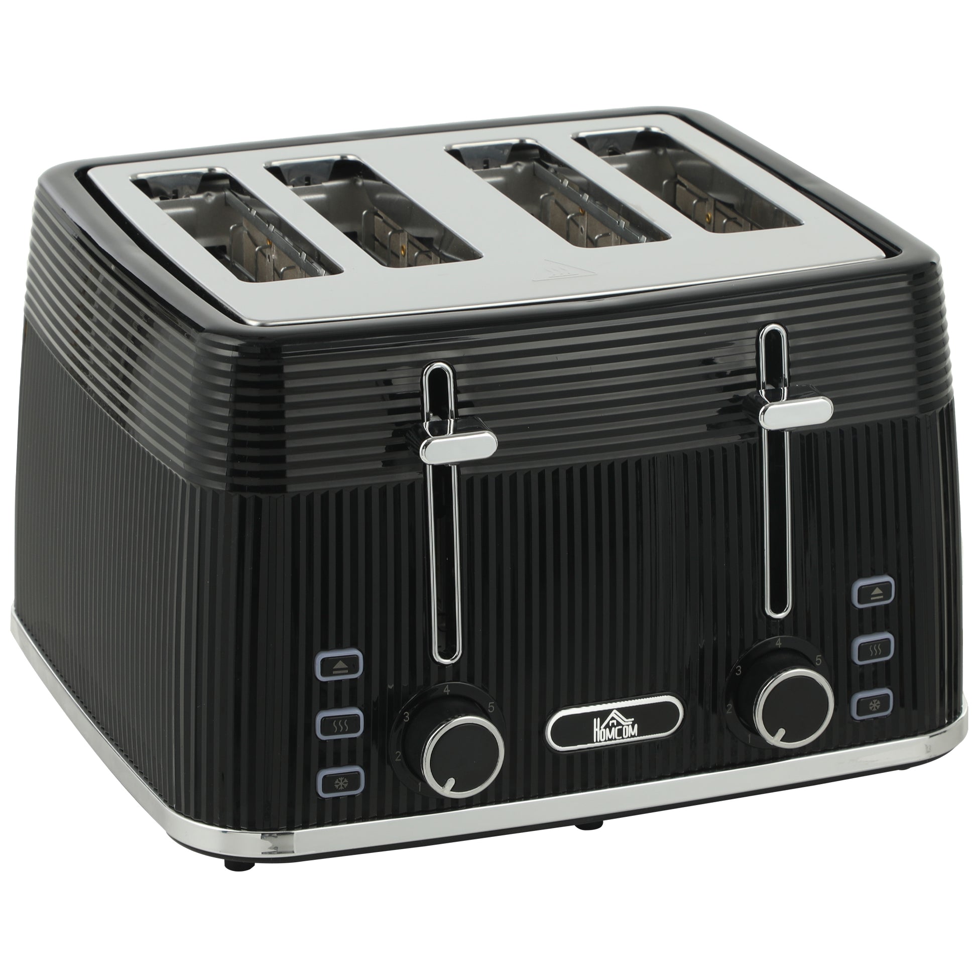 Photo of HOMCOM 4 Slice Toaster with 7 Browning Levels, Bread Toaster with Removable Crumb Tray, Black in Black colour on a white background