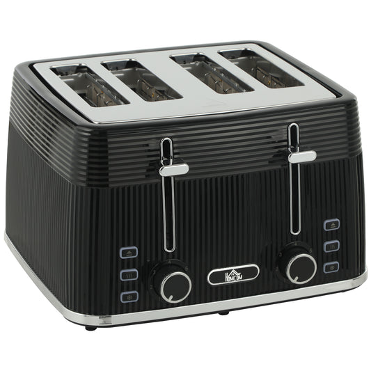 Photo of HOMCOM 4 Slice Toaster with 7 Browning Levels, Bread Toaster with Removable Crumb Tray, Black in Black colour on a white background