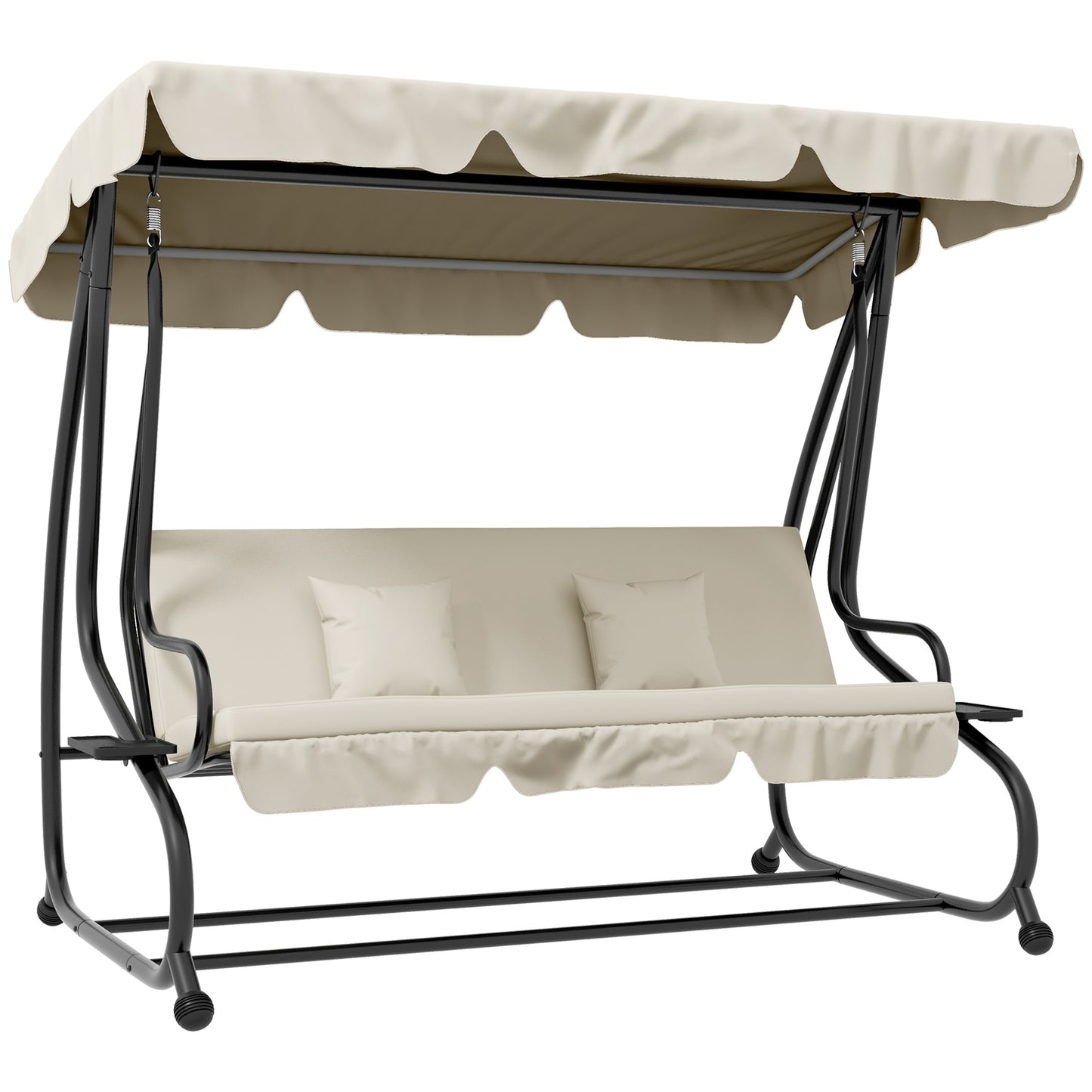Photo of Outsunny Three-Person garden Swing Chair, with Adjustable Canopy - Cream in Cream colour on a white background