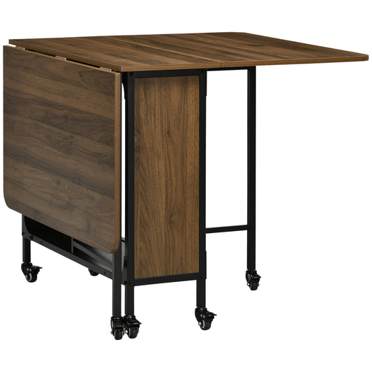 Photo of HOMCOM Six-Person Drop Leaf Dining Table - Brown/Black in Brown/Black colour on a white background