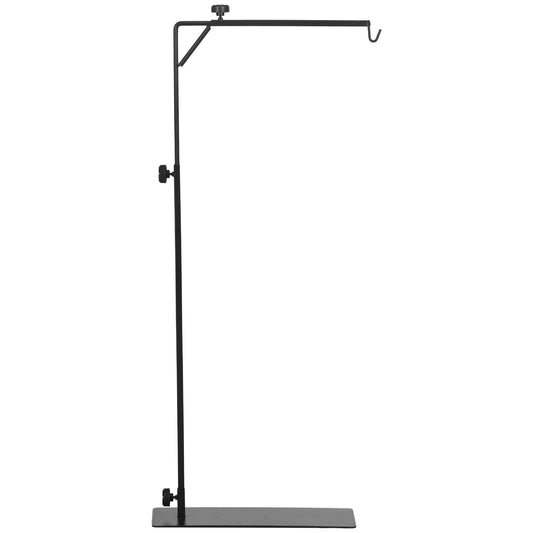 Photo of PawHut 86-129Hcm Adjustable Height and Length Reptile Lamp Stand Holder with Hook Hanging, Base - Black in Black colour on a white background