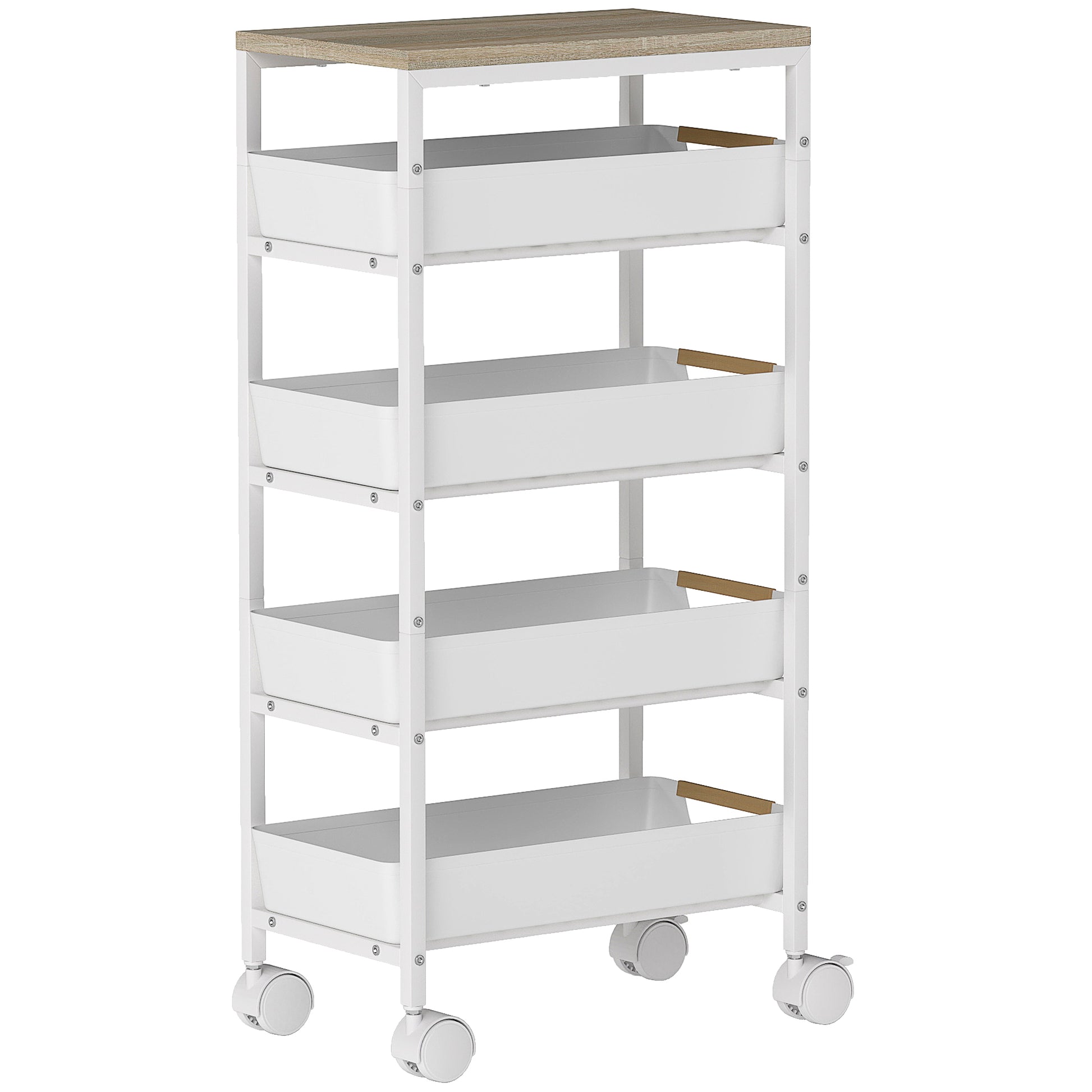 Photo of HOMCOM 5-Tier Storage Trolley on Wheels - White in White colour on a white background
