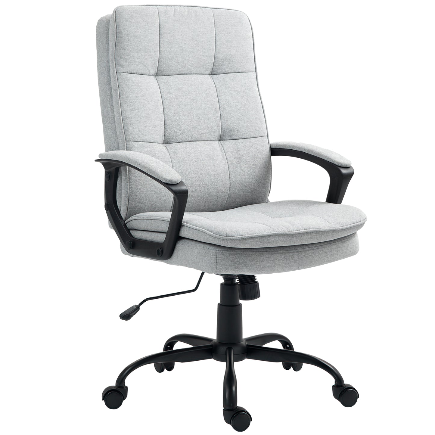 Photo of HOMCOM Linen-Look Double-Padded Office Chair - Grey in Grey colour on a white background