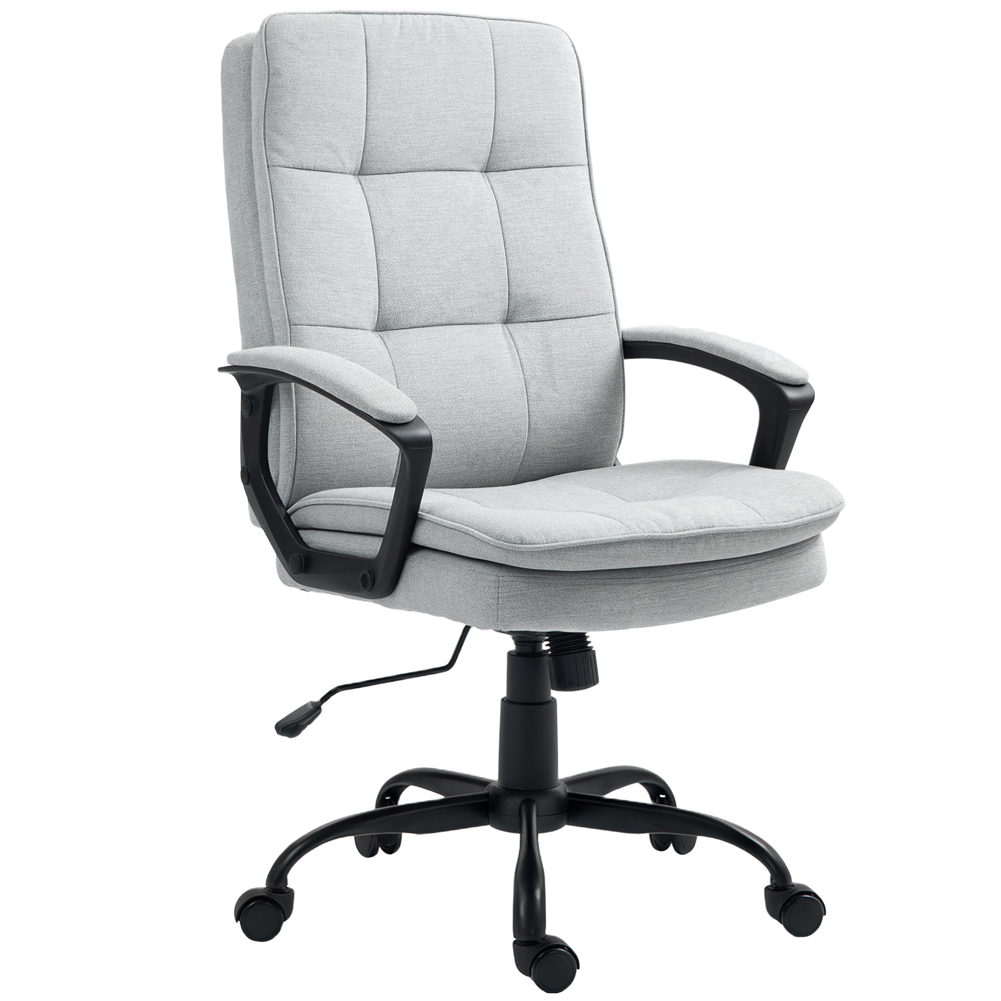 Photo of HOMCOM Linen-Look Double-Padded Office Chair - Grey in Grey colour on a white background