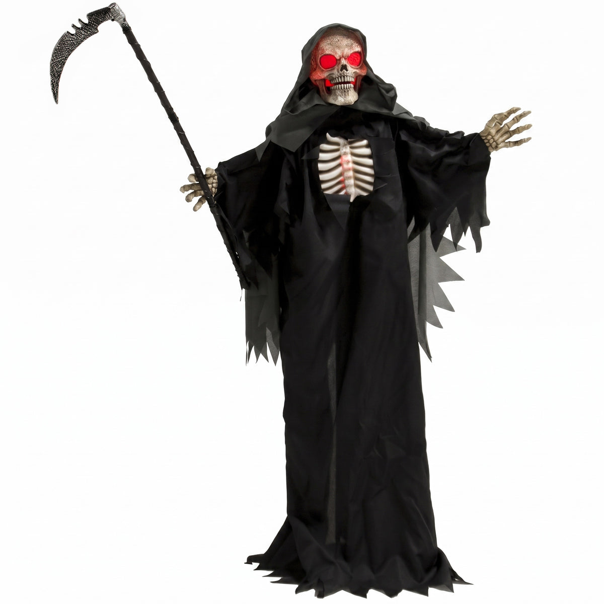 Photo of HOMCOM 170cm Life Size Animated Grim Reaper Halloween Decoration, Scary Halloween Animatronics Decor with Sound Touch Activated in Activated colour on a white background