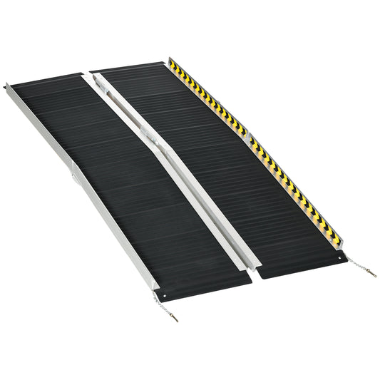 Photo of HOMCOM Wheelchair Ramp, 152L x 73Wcm, 272KG Capacity, Folding Aluminium Threshold Ramp with Non-Skid Surface, Transition Plates Above and Below for Home, Steps, Stairs, Curbs, Doorways in Doorways colour on a white background