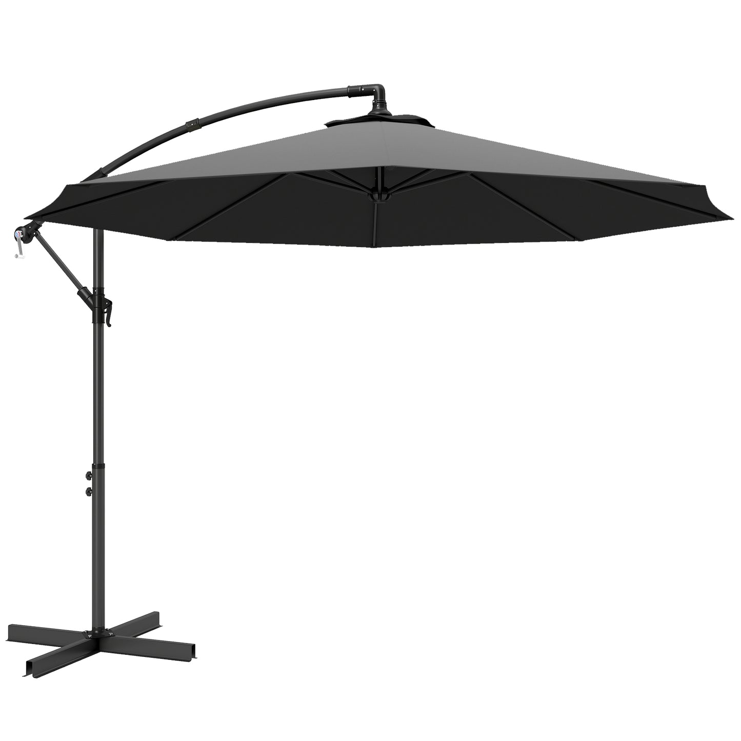 Photo of Outsunny 3m Overhanging Cantilever Parasol, with Cross Base - Grey in Grey colour on a white background