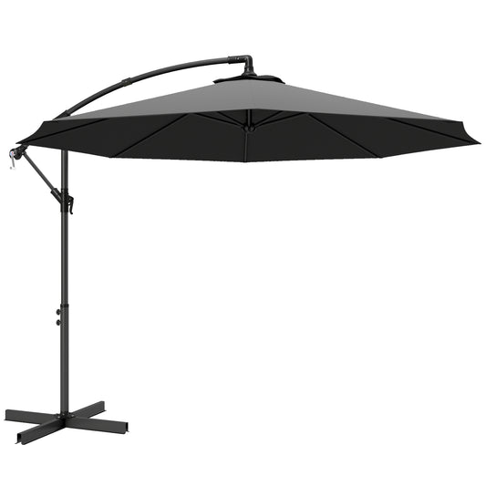 Photo of Outsunny 3m Overhanging Cantilever Parasol, with Cross Base - Grey in Grey colour on a white background