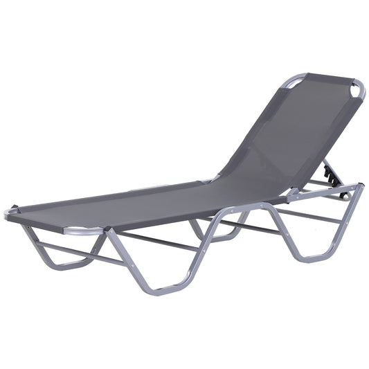 Photo of Outsunny Sun Lounger Relaxer Recliner w/ 5-Position Adjustable Backrest Pool Sun Bathing in Bathing colour on a white background