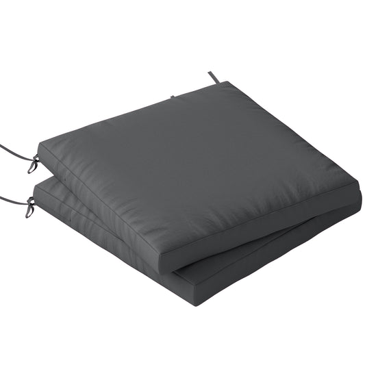 Photo of Outsunny Outdoor Seat Cushions Set of 2 with Ties, Waterproof Garden Seat Pads, Dark Grey in Grey colour on a white background