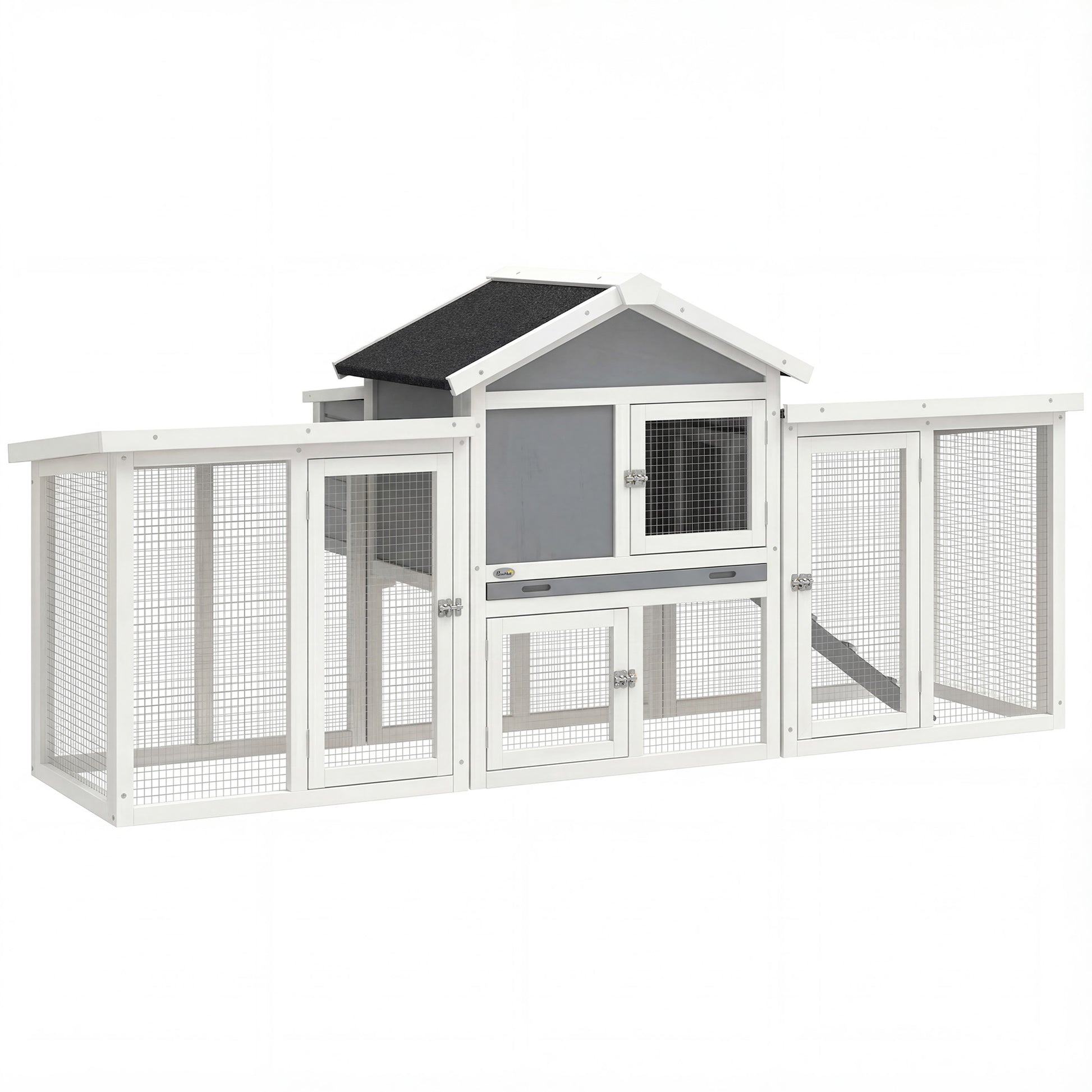 Photo of PawHut Large Chicken Coop, Wooden Outdoor Chicken Cage Poultry Hen House with Nesting Box in Box colour on a white background