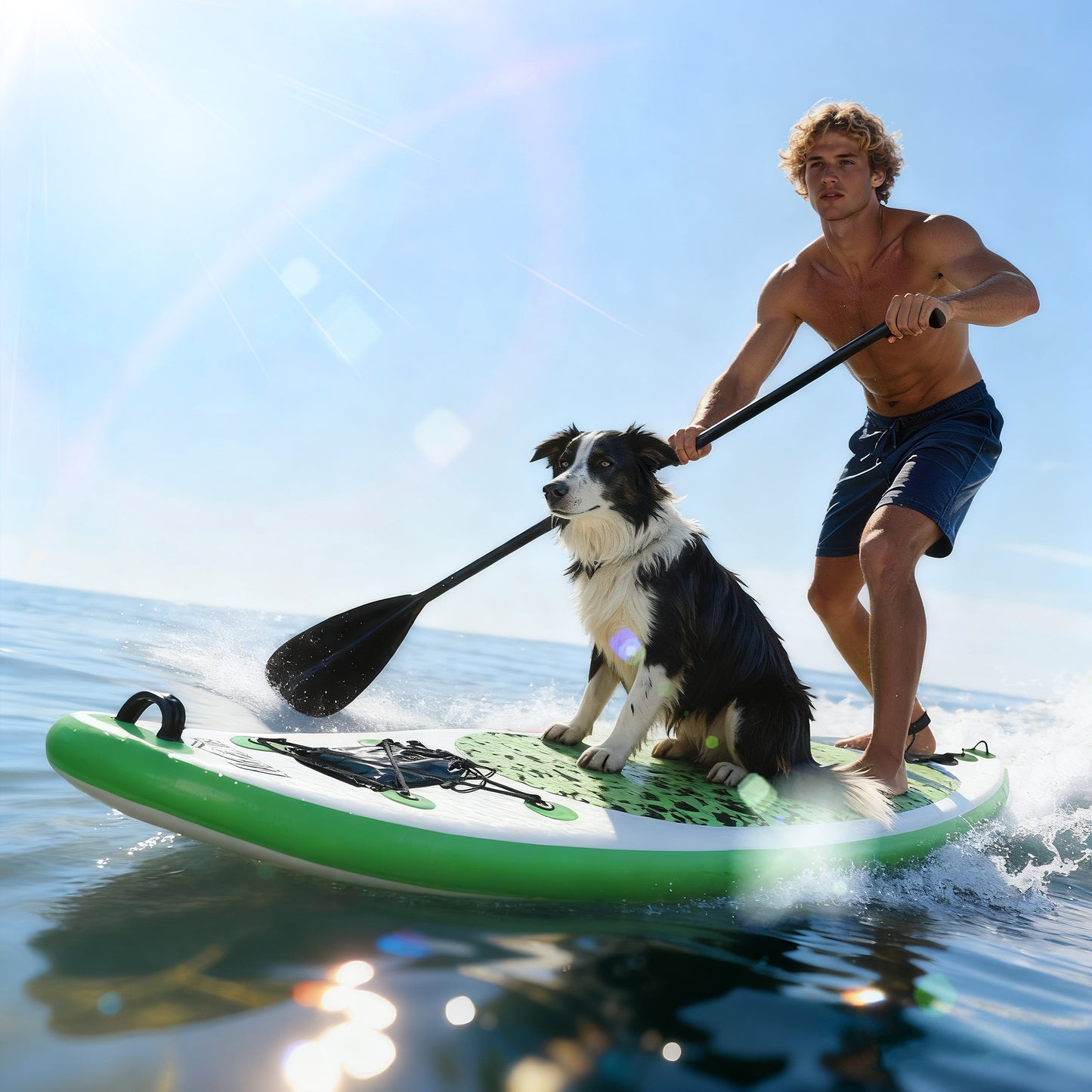 HOMCOM Inflatable Stand Up Paddle Board, 10' x 30" x 4", Non-Slip SUP, with ISUP Accessories, Hand Pump, 3 Fins, Adj Paddle for Youth Adult Beginners/Experts