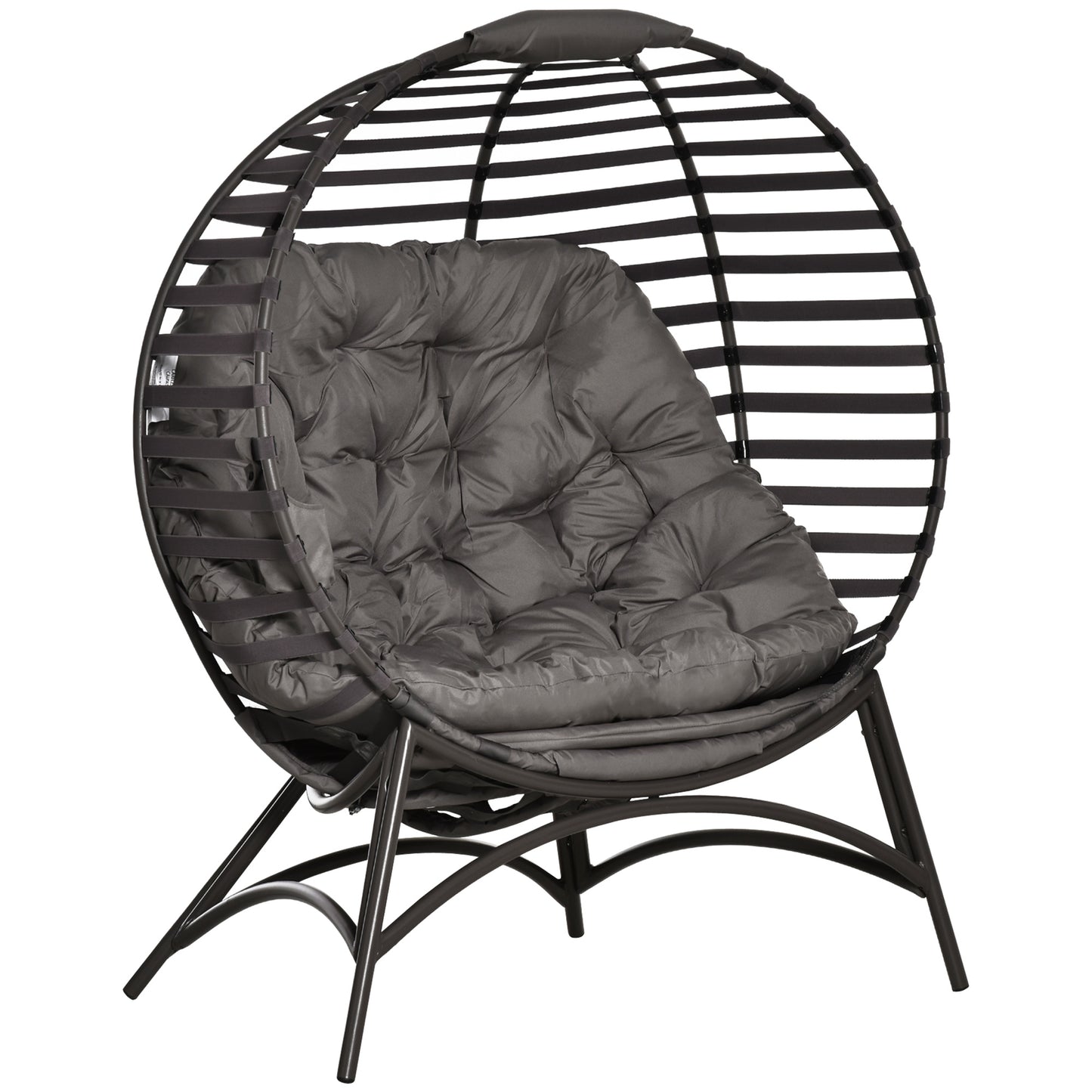Photo of Outsunny Egg Chair with Cushion & Side Pocket - Brown in Brown colour on a white background