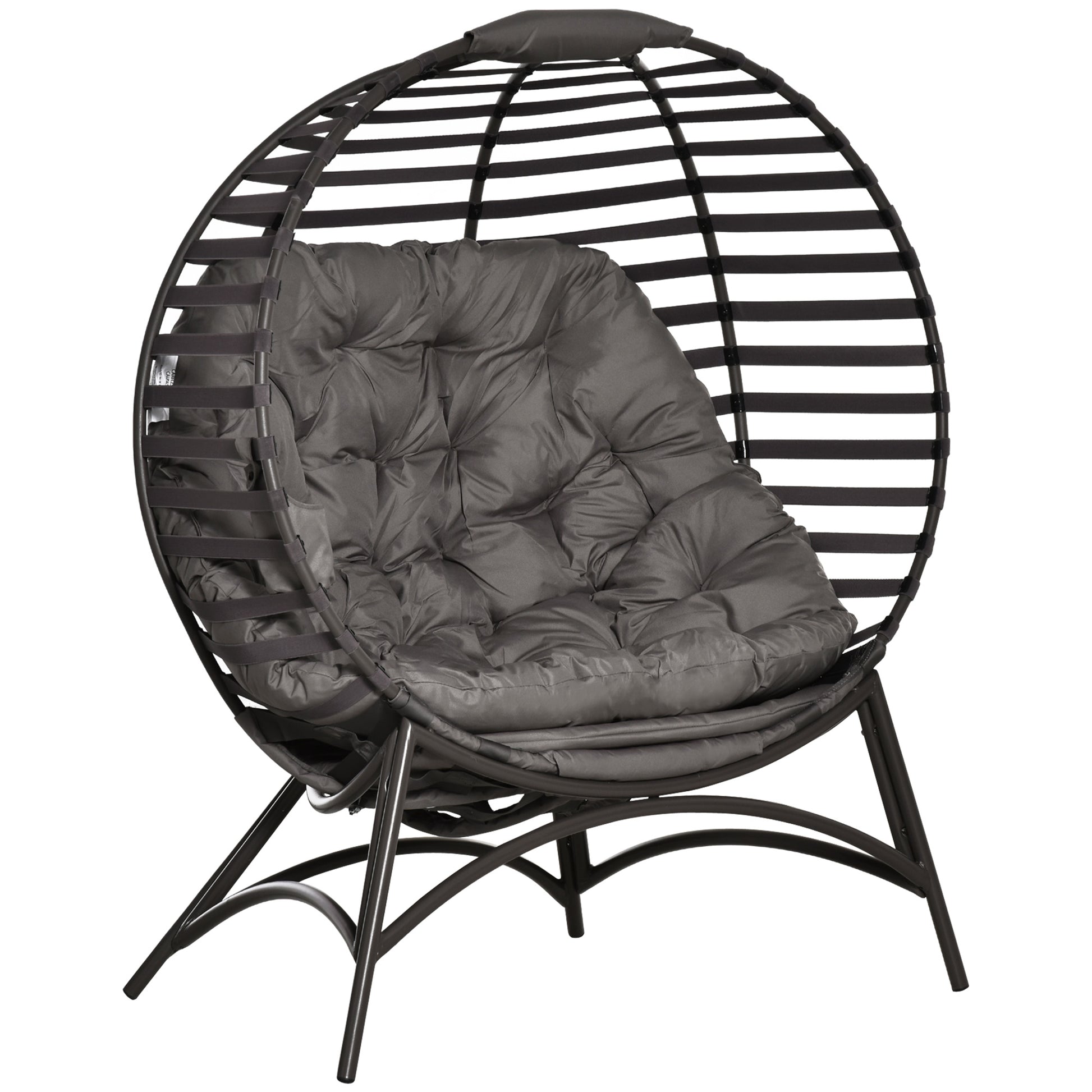 Photo of Outsunny Egg Chair with Cushion & Side Pocket - Brown in Brown colour on a white background