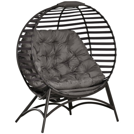 Photo of Outsunny Egg Chair with Cushion & Side Pocket - Sand in Sand colour on a white background