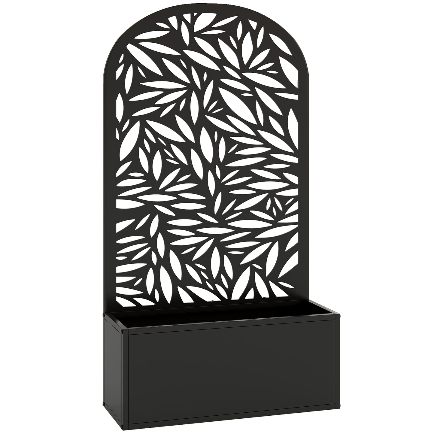 Photo of Outsunny Metal Garden Bed for Garden with Trellis, Wall Mounted or Freestanding Raised Planter with Curved Privacy Screen in Screen colour on a white background