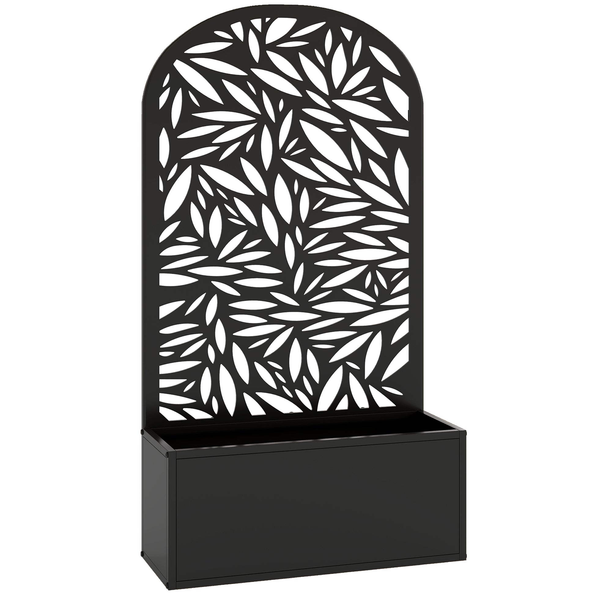 Photo of Outsunny Metal Garden Bed for Garden with Trellis, Wall Mounted or Freestanding Raised Planter with Curved Privacy Screen in Screen colour on a white background