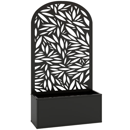Photo of Outsunny Metal Garden Bed for Garden with Trellis, Wall Mounted or Freestanding Raised Planter with Curved Privacy Screen in Screen colour on a white background