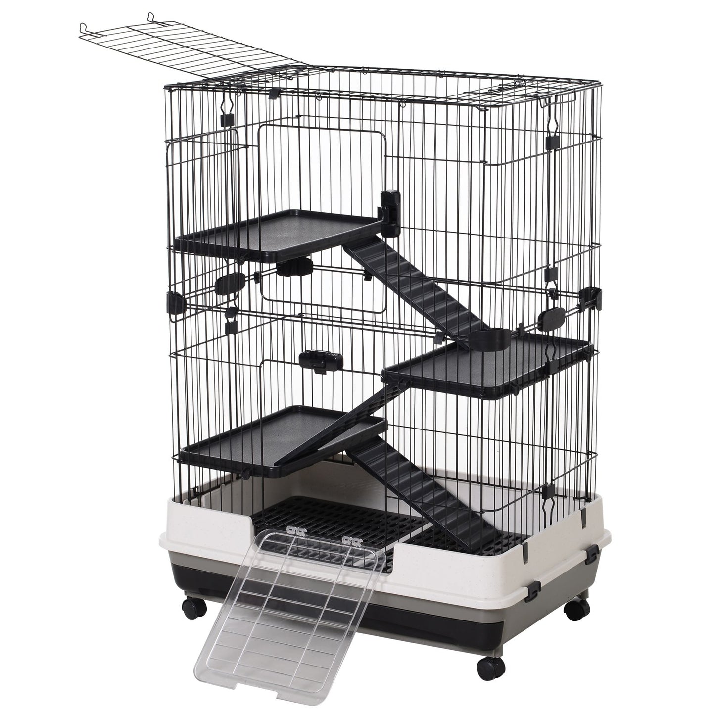Photo of PawHut Metal Wire 3-Tier Small Guinea Pigs Hutches Rabbits Hutches Black/White in Black/White colour on a white background