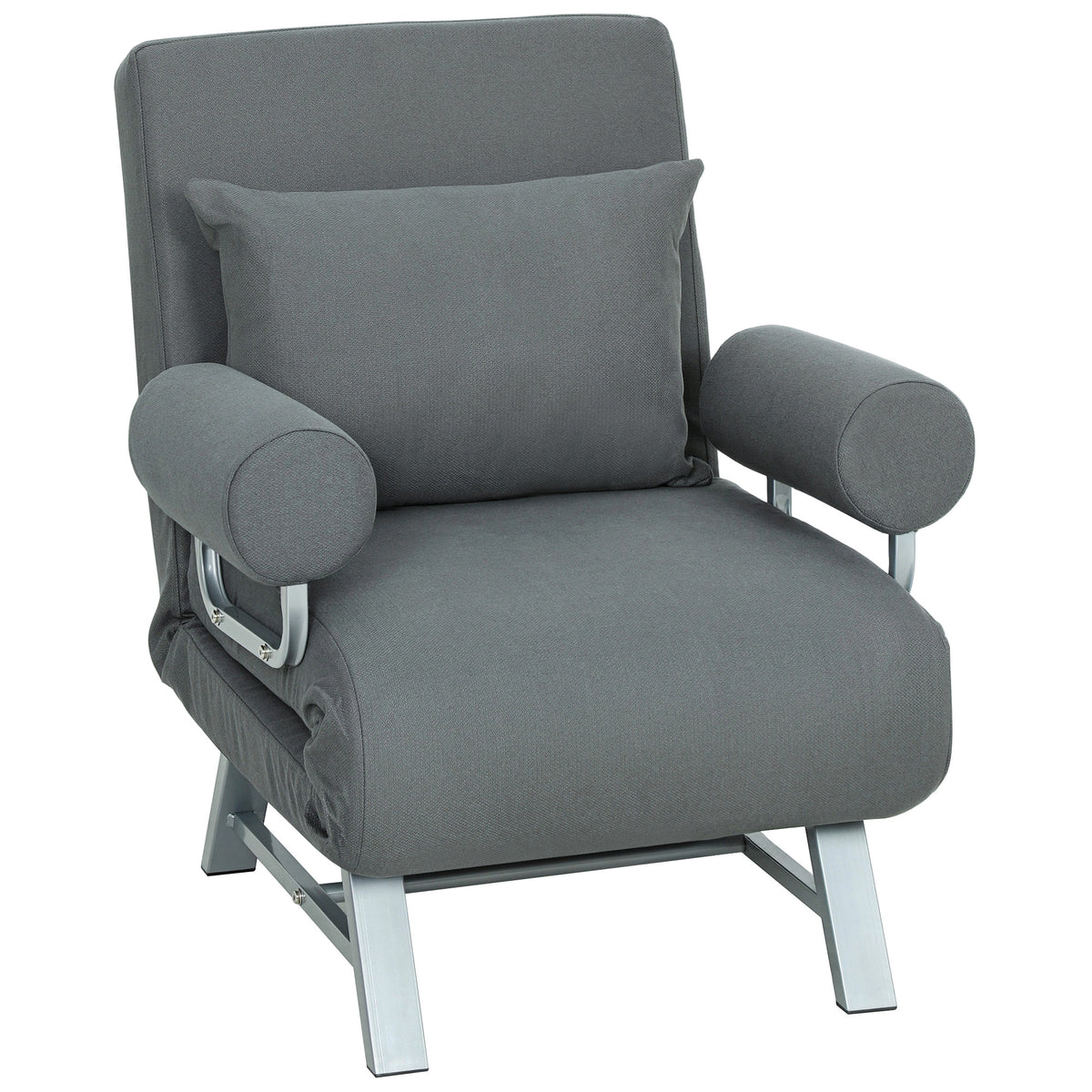 Photo of HOMCOM Single Sofa Bed, 3-in-1 Convertible Folding Chair Bed with Adjustable Backrest, Removable Armrests, Dark Grey in Grey colour on a white background