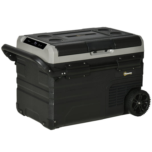 Photo of Outsunny 40L Camping Fridge, Portable Freezer Compressor Car Refrigerator with LED, Telescopic Handle, 12/24V DC 110-240V AC Electric Cool Box Down to -20℃ for Campervan RV Boat Travel Truck in Truck colour on a white background