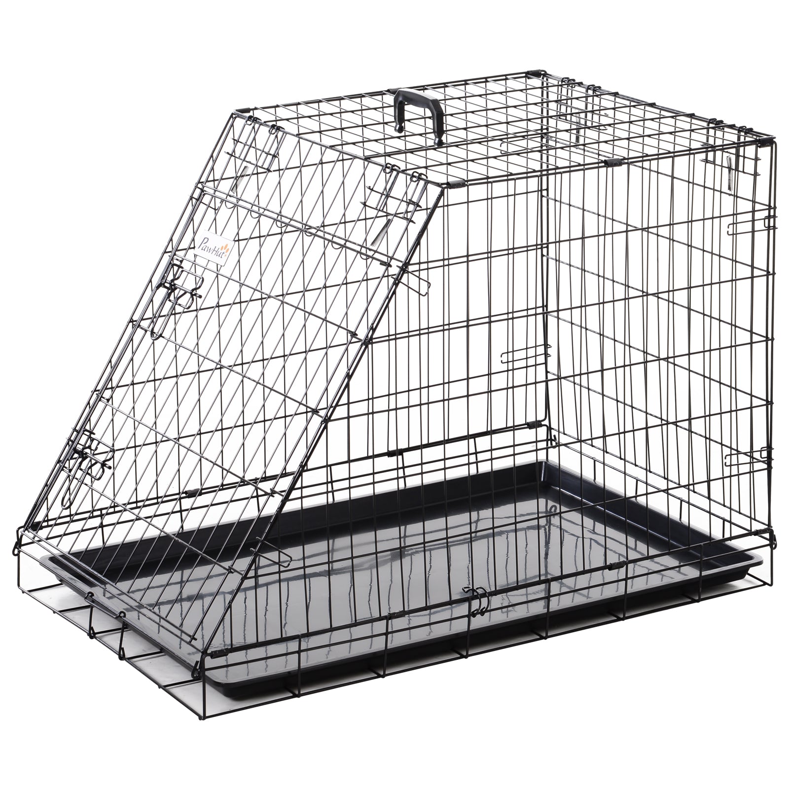 Photo of Pawhut Trapeze Collapsible Dog Pet Travel Box Cage Removable Tray 93 x 58 x 65cm in 65cm colour on a white background