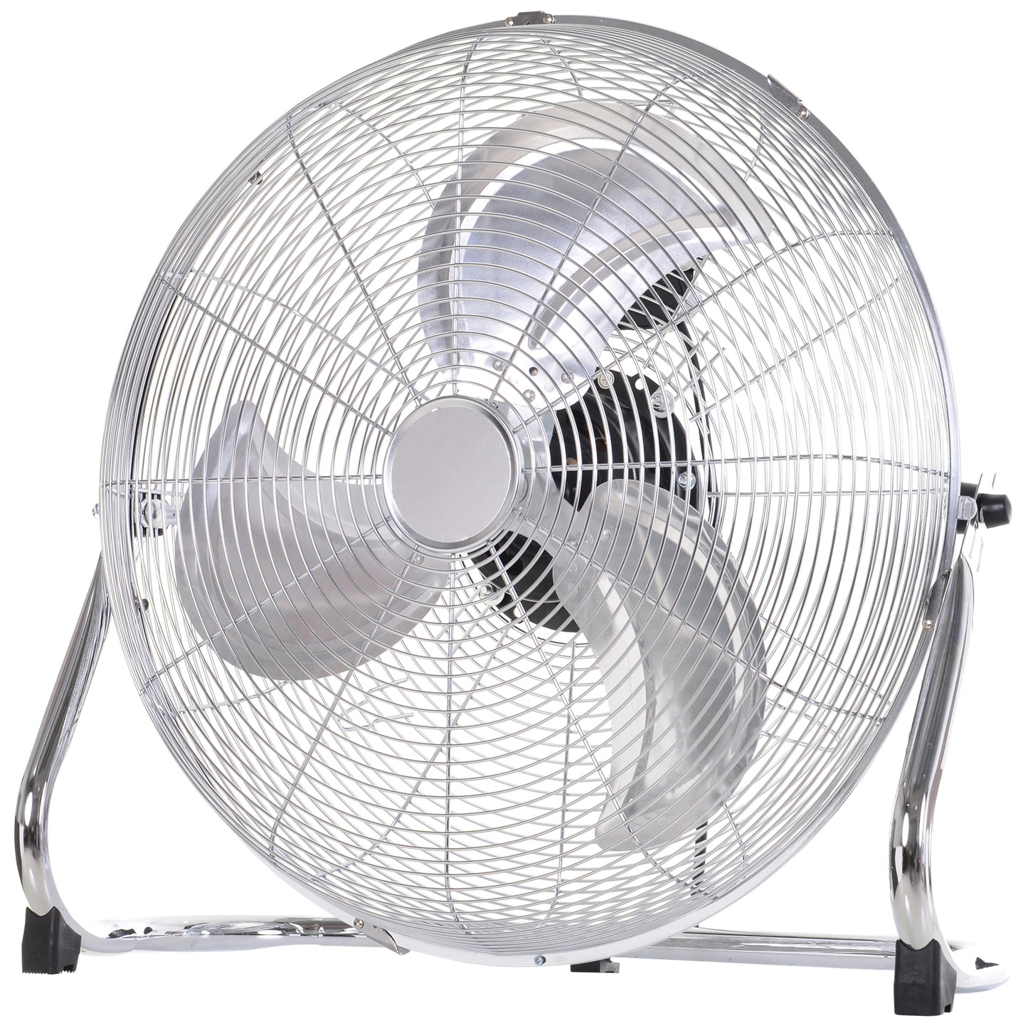 Photo of HOMCOM 18" Chrome Metal Floor Fan with Tilting, High Velocity, 3 Speed, Portable Gym Fan for Home Office, Silver in Silver colour on a white background