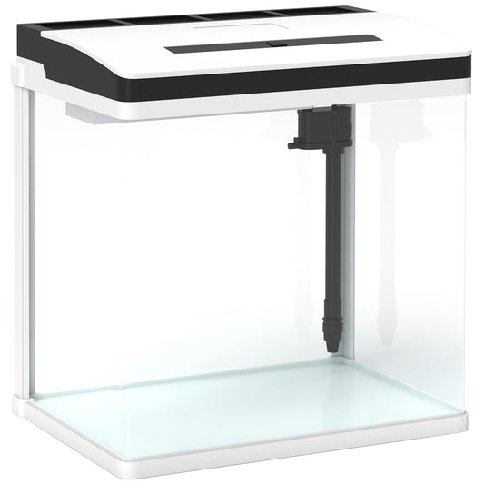 Photo of PawHut 28L Glass Aquarium Fish Tank with Filter, LED Lighting, for Betta, Guppy, Mini Parrot Fish, Shrimp, 38 x 26 x 39.5cm in 39.5cm colour on a white background