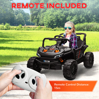 Black AIYAPLAY ride-on truck with a handheld remote control