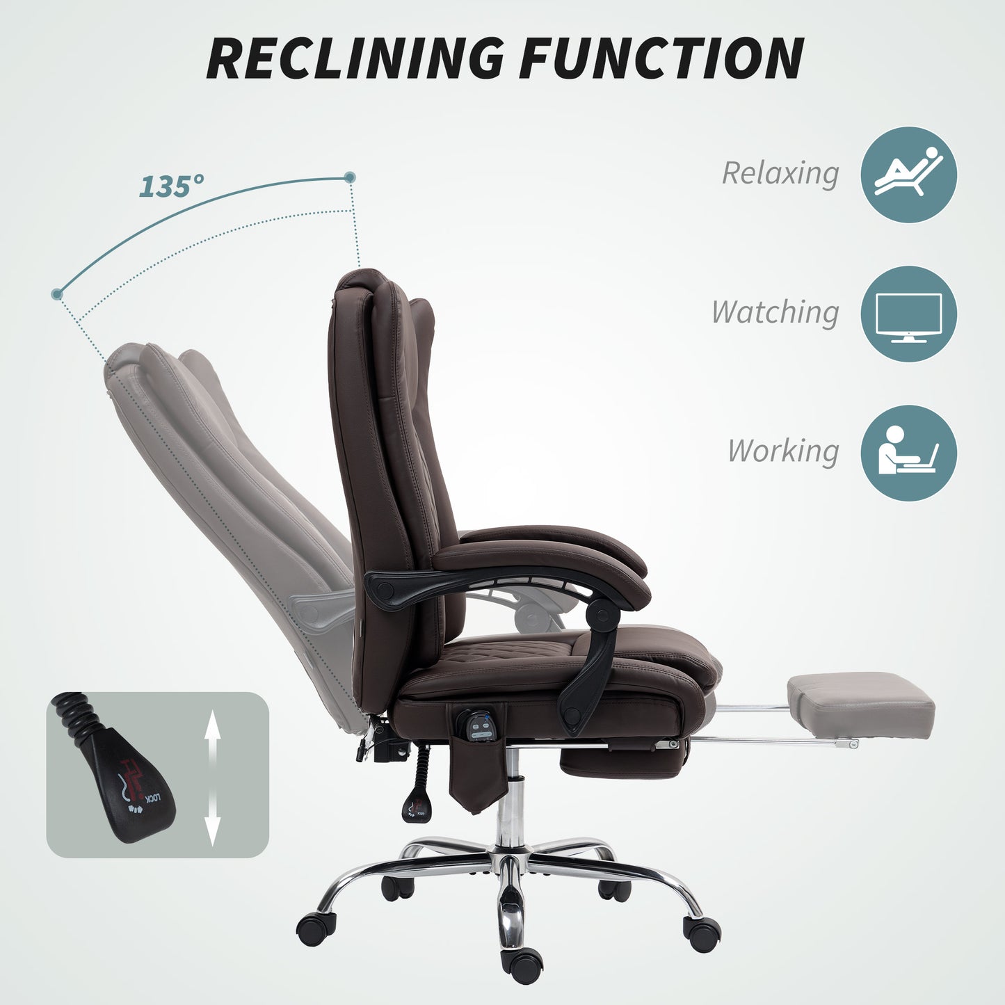 HOMCOM Executive Office Chair with 6-point Massage and Heat - Dark Brown
