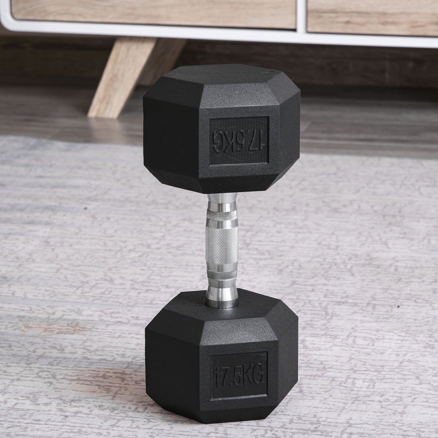 HOMCOM 2 x 17.5KG Rubber Hex Dumbbell Portable Hand Weights Dumbbell Home Gym Workout Fitness Hand Dumbbell