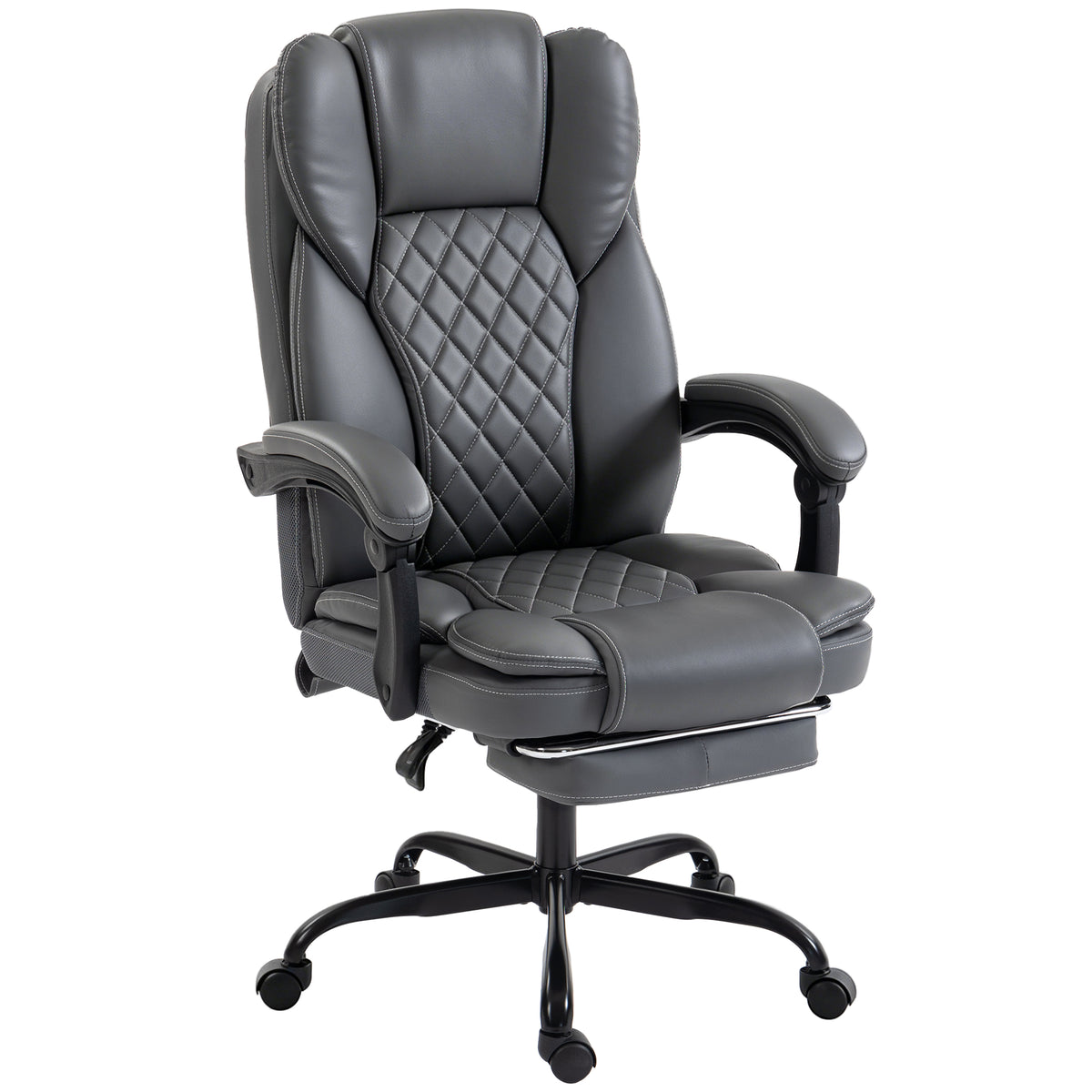 Photo of HOMCOM Executive Home Office Chair Reclining Function Footrest Computer Desk Chair High Back, Grey in Grey colour on a white background