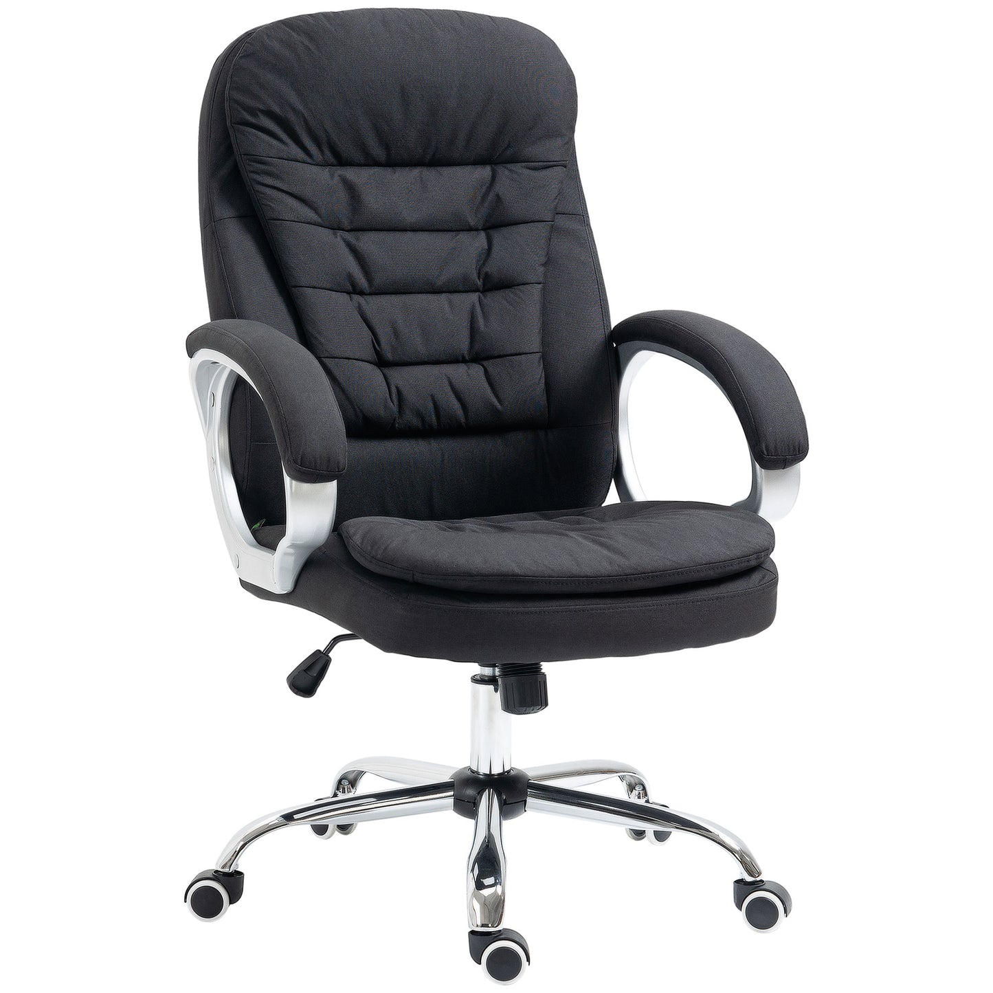 Photo of HOMCOM Office Chair Computer Chair Executive Office Chair with Height Adjustable, Comfortable Desk Chair for Home Office Fabric Black in Black colour on a white background