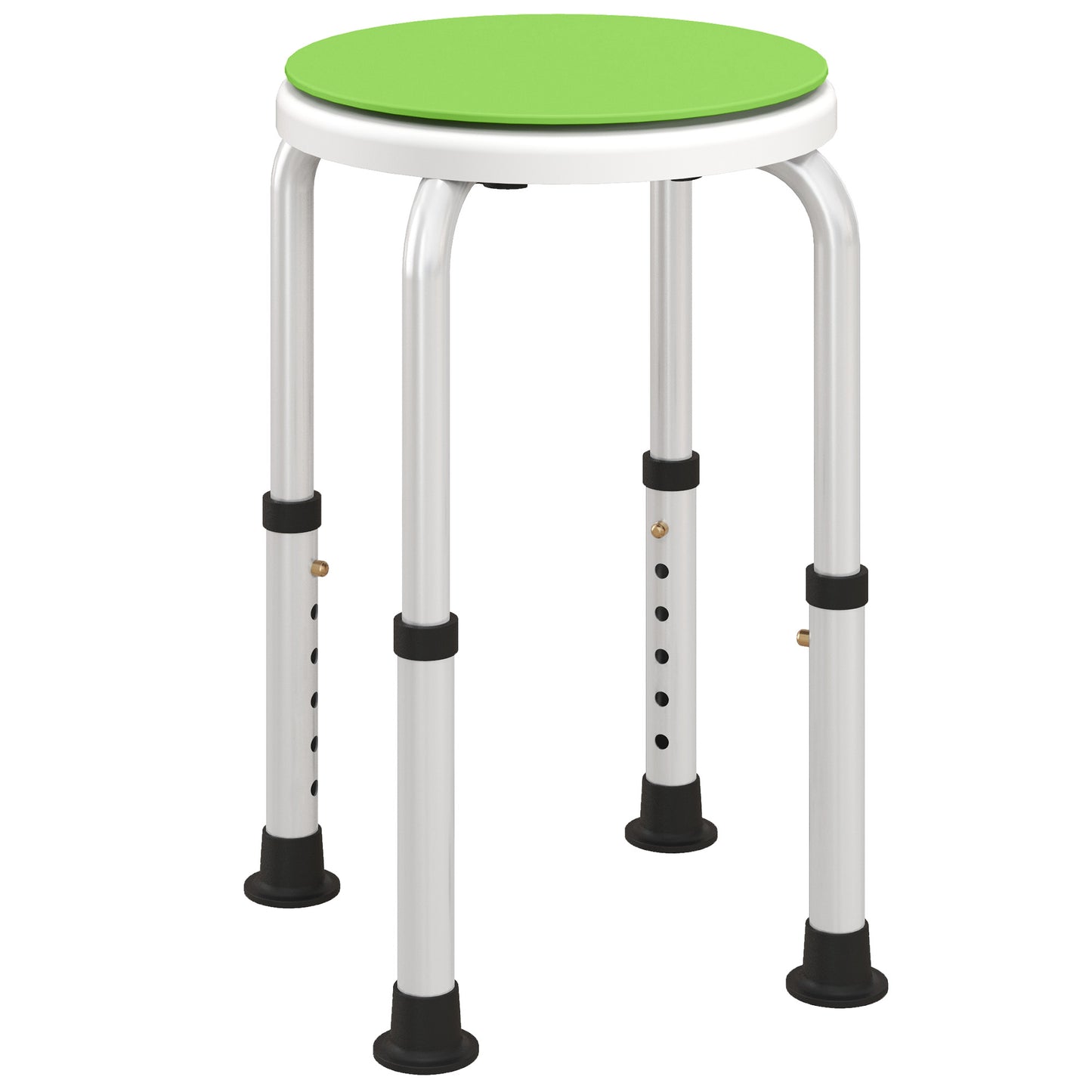Photo of HOMCOM 360° Swivel Shower Chair, Height Adjustable Aluminium Shower Stool with Non-Slip Feet for Disabled, Elderly, Green in Green colour on a white background