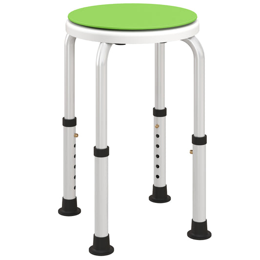 Photo of HOMCOM 360° Swivel Shower Chair, Height Adjustable Aluminium Shower Stool with Non-Slip Feet for Disabled, Elderly, Green in Green colour on a white background