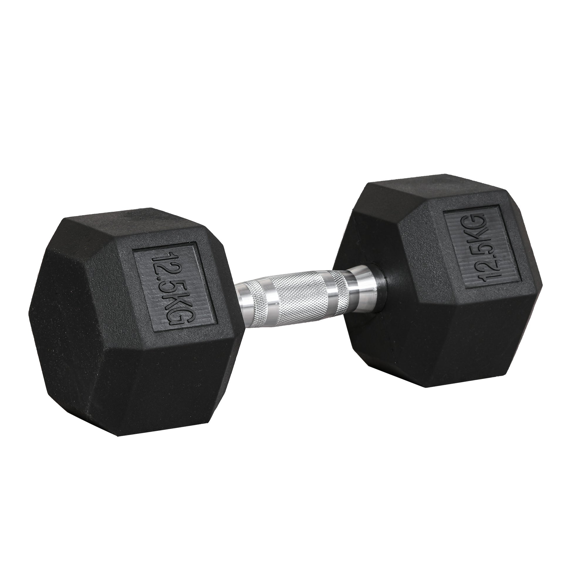 Photo of HOMCOM 12.5KG Single Rubber Hex Dumbbell Portable Hand Weights Dumbbell Home Gym in Gym colour on a white background