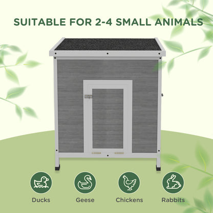 PawHut light grey wooden animal house with front door and asphalt roof