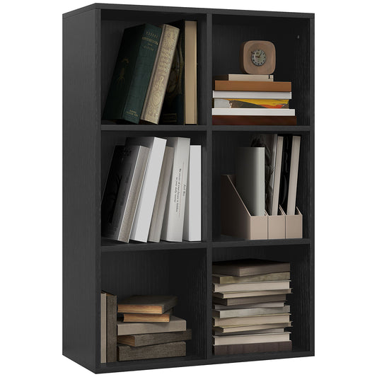 Photo of HOMCOM Six-Cube Bookcase - Black Wood Effect in Effect colour on a white background