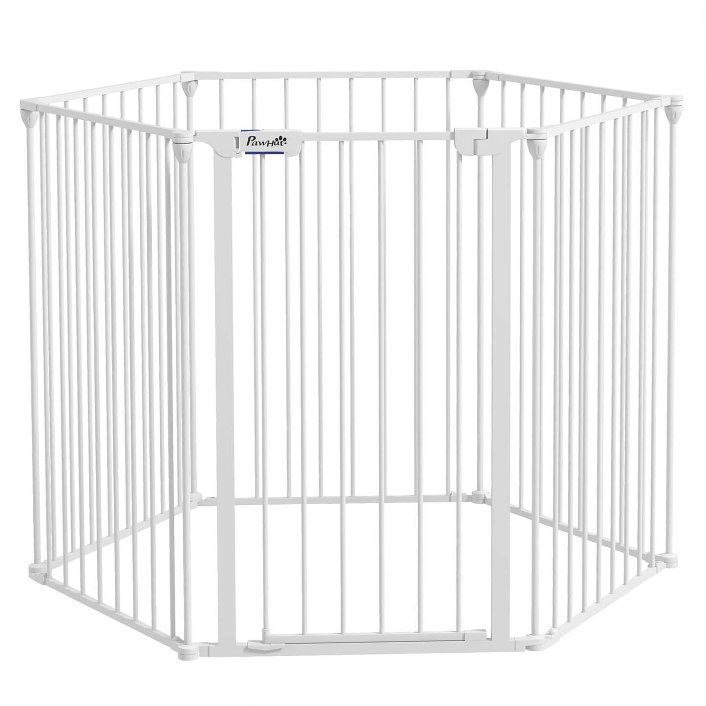Photo of PawHut 6 Panels Foldable Dog Playpen, Puppy Pen Crate with Door - White in White colour on a white background
