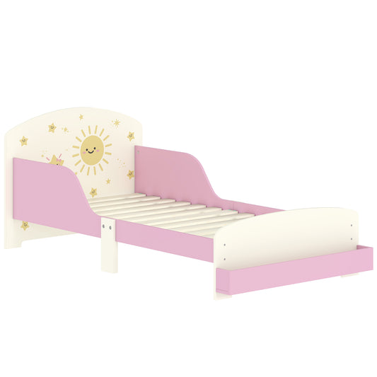 Photo of AIYAPLAY Toddler Bed with Storage, Guardrails, Sun Design, for Ages 3-8 Years, Fits 140 x 70cm Mattress, in Mattress, colour on a white background