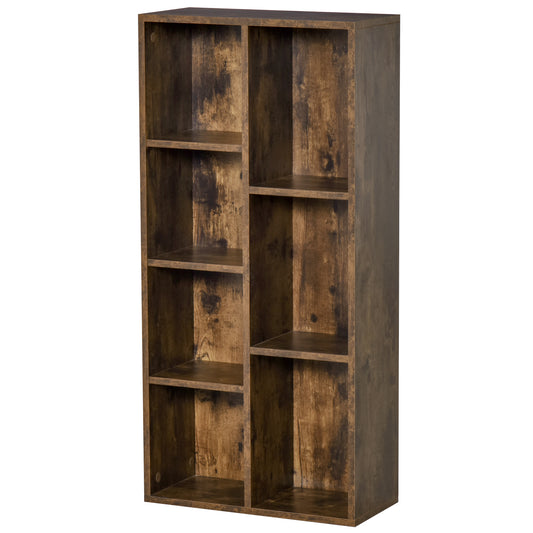 Photo of HOMCOM Seven-Cube Bookcase - Rustic Brown Wood Effect in Effect colour on a white background