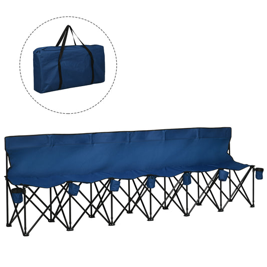 Photo of Outsunny 6 Seater Folding Camping Chair with Cup Holder & Carry Bag - Blue in Blue colour on a white background