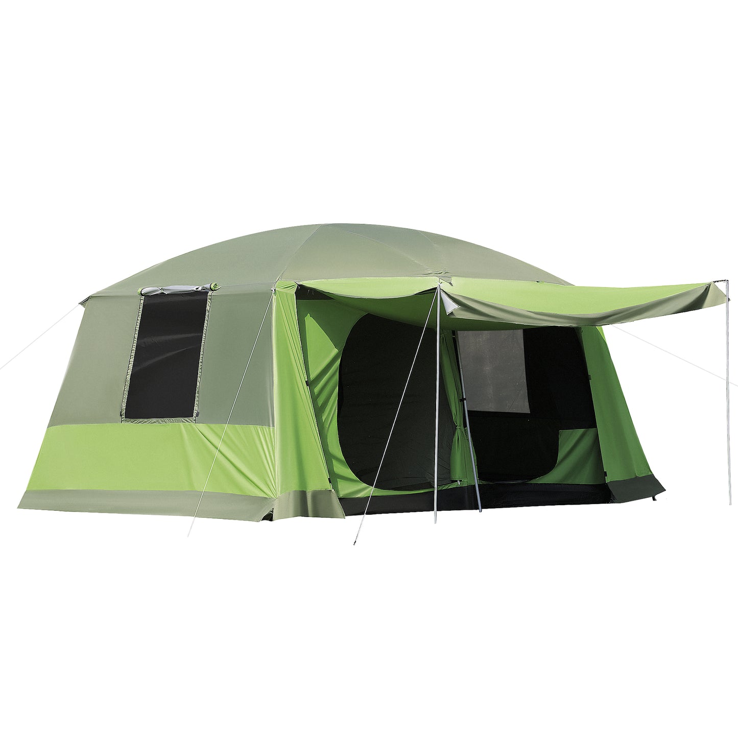 Photo of Outsunny Tunnel Tent Camping Shelter w/ Porch, Two Rooms, Lamp Hook, Portable Carry Bag in Bag colour on a white background