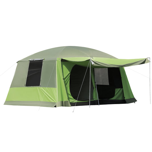 Photo of Outsunny Tunnel Tent Camping Shelter w/ Porch, Two Rooms, Lamp Hook, Portable Carry Bag in Bag colour on a white background