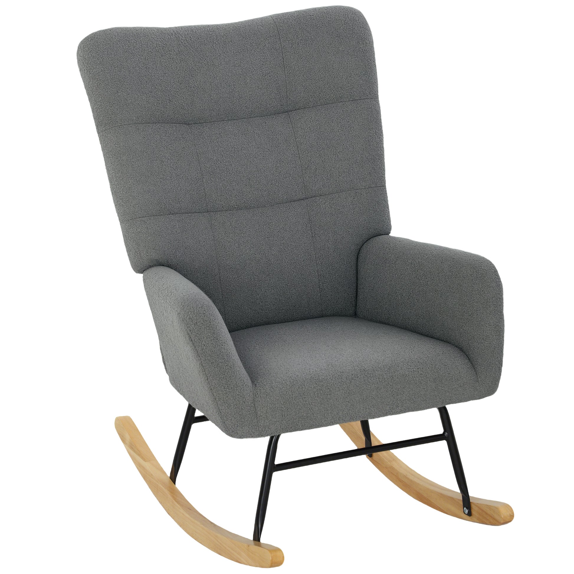 Photo of HOMCOM Teddy Fleece Rocking Chair - Grey in Grey colour on a white background