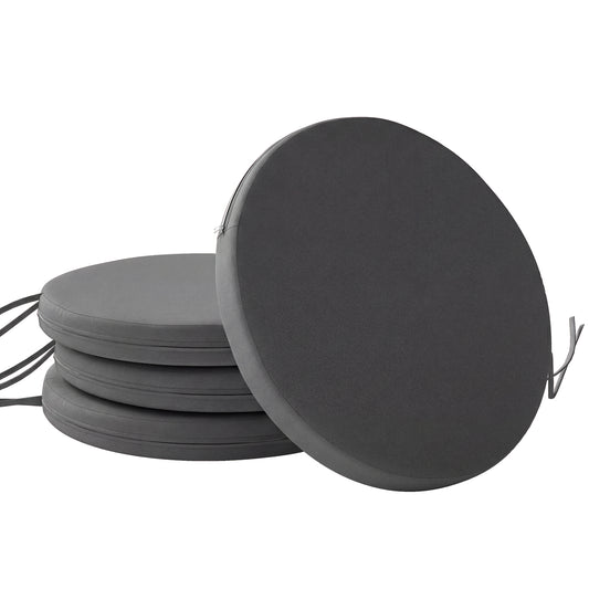 Photo of Outsunny Outdoor Bistro Chair Cushions Set of 4 with Removable Cover, 41 x 41 x 5 cm Round Seat Cushions with Ties, Dark Grey in Grey colour on a white background