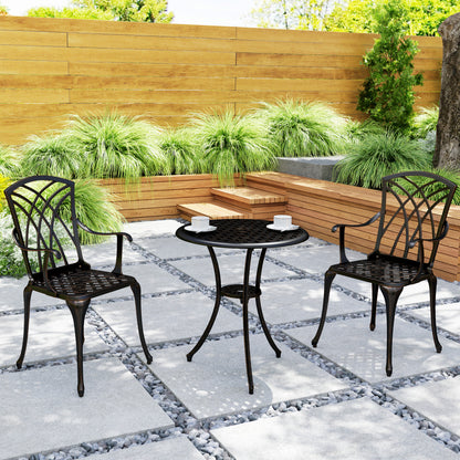 Outsunny three-piece garden bistro set with two armchairs and round table